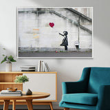50559-MGV-FC-36X24_White-Banksy Girl with Balloon Wall Art – Famous Street Graffiti Canvas Print, Modern Urban Artwork for Living Room, Bedroom or Office