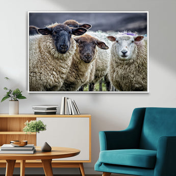 18418-MGV-CV-36X24-Sheep Wall Art Canvas Print, Framed Farmhouse Sheep Art Picture Print, Sheep Herd Perfect Rustic Farmhouse Decor Artwork