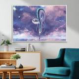 66864-MGV-CV-36X24-Fantasy Dragon Wall Art – Mystical Canvas Print Girl and Sky Serpent Dreamlike Clouds, Magical Anime Inspired Decor for Living