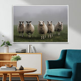 87339-MGV-CV-36X24-Sheep Wall Art – Rustic Farmhouse Canvas Print Flock Standing Misty Field Countryside Photography, Country Animal Decor for Living