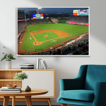 93707-MGV-CV-36X24-Los Angeles Stadium Wall Art Canvas Print, Framed Angel Stadium Field Art Picture Print, Anaheim Stadium Perfect Sports Room Decor