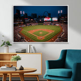 38612-MGV-CV-36X24-Busch Stadium Wall Art Canvas Print, Framed Missouri Stadium Art Picture Print, Busch Stadium Field Perfect Sports Room Decor