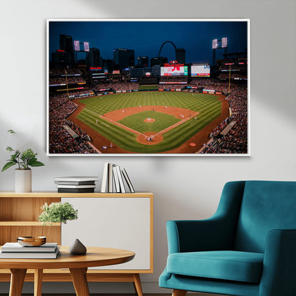 38612-MGV-CV-36X24-Busch Stadium Wall Art Canvas Print, Framed Missouri Stadium Art Picture Print, Busch Stadium Field Perfect Sports Room Decor