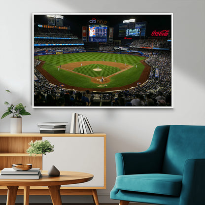 25148-MGV-CV-36X24-Baseball Stadium Wall Art – Canvas Print Night Game Packed Crowd Bright Lights Sports Photography, Dynamic Decor for Game Room,