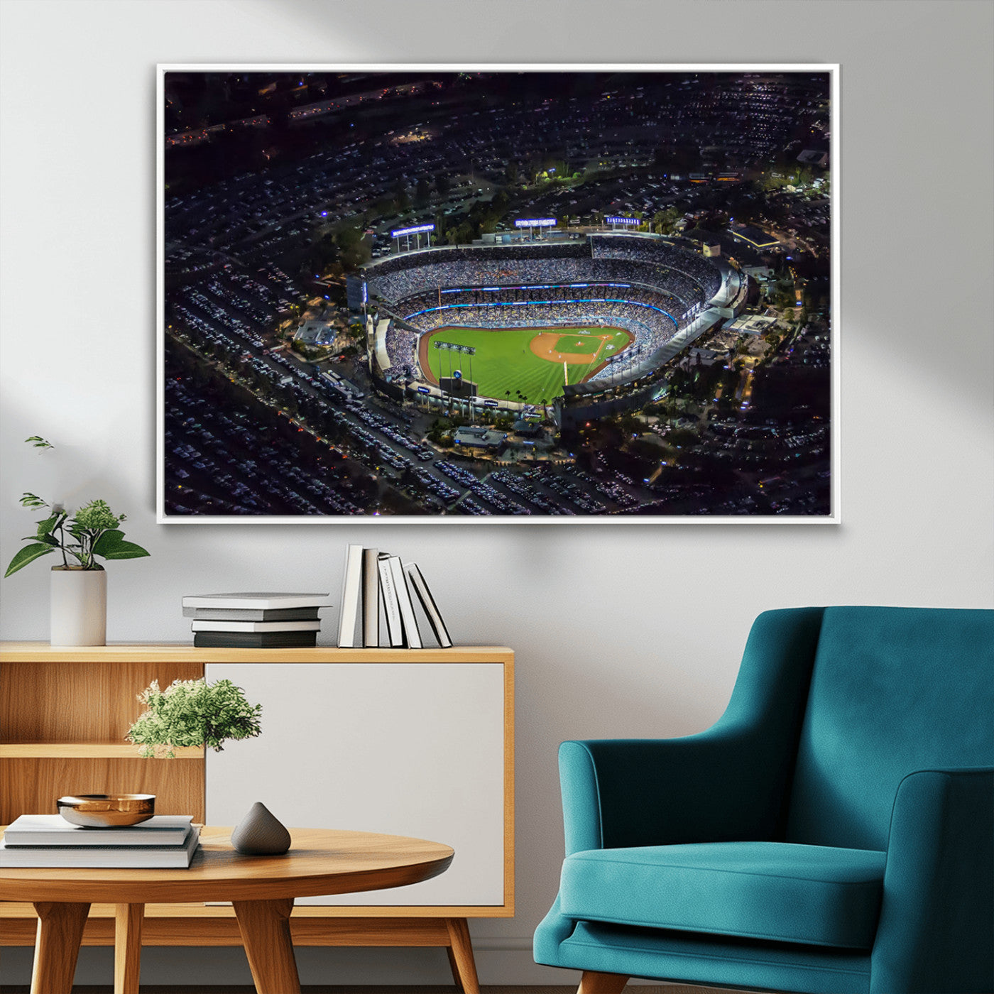 16515-MGV-CV-36X24-Dodgers Stadium Wall Art Canvas Print, Framed Baseball Stadium Art Picture Print, Dodgers Field Perfect Sport Room Decor Artwork