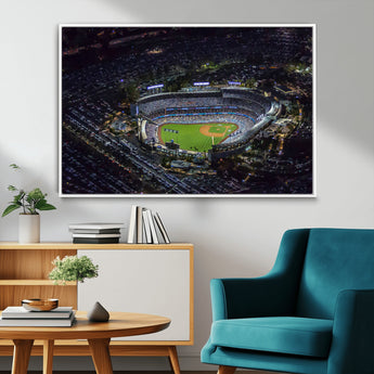 16515-MGV-CV-36X24-Dodgers Stadium Wall Art Canvas Print, Framed Baseball Stadium Art Picture Print, Dodgers Field Perfect Sport Room Decor Artwork