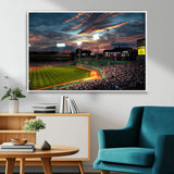 66781-MGV-CV-36X24-Baseball Stadium Wall Art – Canvas Print Evening Game Field Packed Crowd Sunset Sky Sports Photography, Dynamic Decor for Game
