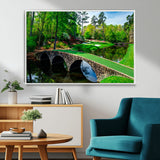 57655-MGV-FC-36X24_White-Golf Course Wall Art – Canvas Print Scenic Green Fairway Stone Bridge Water Reflection Landscape, Classic Sports Decor for Office,