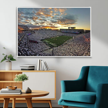 38807-MGV-FC-36X24_White-Beaver Stadium Wall Art Canvas Print, Framed Beaver Stadium Field Art Picture Print, Football Stadium Perfect Sport Room Decor