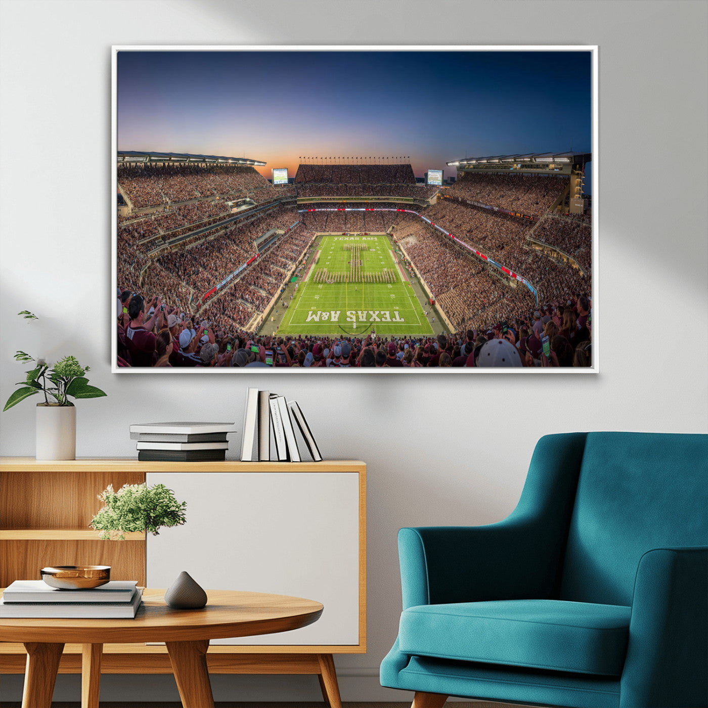 17421-MGV-CV-36X24-Kyle Field Wall Art Canvas Print, Framed Texas Stadium Art Picture Print, Kyle Field Stadium Perfect Sport Room Decor Artwork