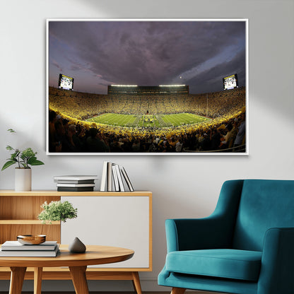 72404-MGV-FC-36X24_White-Michigan Wolverine Stadium Wall Art Canvas Print, Framed Michigan Stadium Art Picture Print, Football Stadium Perfect Sport Room