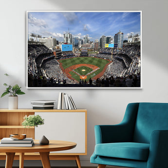 87122-MGV-FC-36X24_White-Petco Park Field Wall Art Canvas Print, Framed San Diego Stadium Art Picture Print, Petco Park Stadium Perfect Sport Room Decor