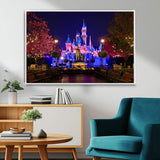 79435-MGV-FC-36X24_White-Disney Castle Wall Art Canvas Print, Framed Magic Kingdom Art Picture Print, Disney World Perfect Child Room Decor Artwork