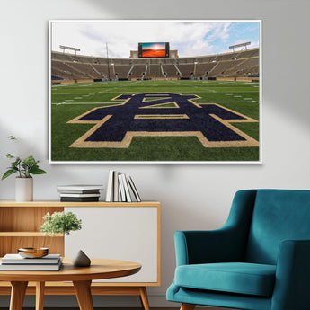 52835-MGV-FC-36X24_White-Notre Dame Stadium Wall Art Canvas Print, Framed Indiana Stadium Art Picture Print, Notre Dame Field Perfect Sport Room Decor