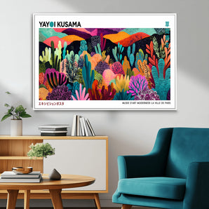 72013-MGV-FC-36X24_White-Yayoi Kusama Inspired Jungle Wall Art – Vibrant Botanical Abstract Canvas Print, Colorful Modern Nature Poster for Living Room or