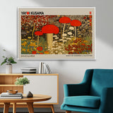 38013-MGV-CV-36X24-Yayoi Kusama Inspired Mushroom Garden Wall Art – Whimsical Botanical Canvas Print, Surreal Nature Poster, Fantasy Floral Artwork