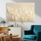 81444-MGV-FC-36X24_White-Pampas Grass Wall Art Canvas Print, Framed Beige Pampas Grass Art Picture Print, Minimalist Beige Perfect Minimalist Nature Decor