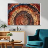 28555-MGV-CV-36X24-Tree Ring Wall Art – Rustic Wood Grain Canvas Print, Natural Texture Abstract Artwork Poster for Living Room, Bedroom, Office,