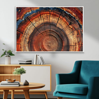 28555-MGV-CV-36X24-Tree Ring Wall Art – Rustic Wood Grain Canvas Print, Natural Texture Abstract Artwork Poster for Living Room, Bedroom, Office,