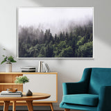 42578900-MGV-CV-36X24-Misty Forest Wall Art – Serene Mountain Pine Tree Canvas Print, Nature Landscape Decor for Bedroom, Living Room, Office or Rustic