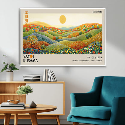 33864-MGV-CV-36X24-Pointillism Yayoi Wall Art Canvas Print, Framed Yayoi Kusama Art Picture Print, Yayoi Kusama Dot Perfect Abstract Nature Decor