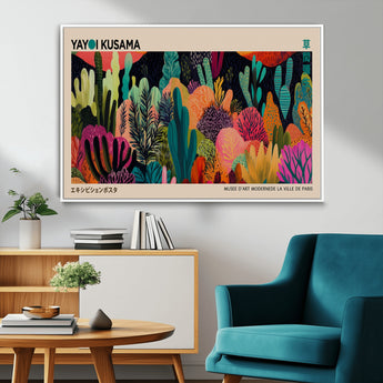 45711-MGV-CV-36X24-Yayoi Kusama Wall Art Canvas Print, Framed Abstract Yayoi Kusama Art Picture Print, Japanese Wabi Sabi Perfect Modern Abstract