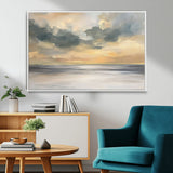 45544-MGV-CV-36X24-Ocean Sunset Wall Art – Serene Seascape Canvas Print with Golden Sky and Calm Water, Coastal Beach Artwork for Living Room,