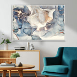 51497-MGV-FC-36X24_White-Abstract Blue and Gold Wall Art – Modern Fluid Ink Style Canvas Print, Elegant Contemporary Decor for Living Room, Office