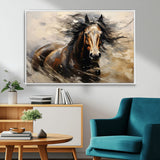 53001-MGV-CV-36X24-Wild Horse Wall Art – Majestic Stallion Canvas Print with Flowing Mane, Rustic Western Style Painting for Living Room, Office or