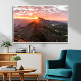 50957419-MGV-CV-36X24-Mountain Sunrise Wall Art Canvas Print, Framed Alpine Ridge Art Picture Print, Mountain Range Perfect Vibrant Rustic Decor Artwork