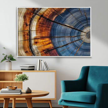96890915-MGV-FC-36X24_White-Abstract Tree Ring Wall Art – Rustic Nature Canvas Print with Wood Grain Texture, Modern Earth Tone Artwork for Office, Living