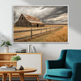 26821575-MGV-CV-36X24-Old Barn Wall Art Canvas Print, Framed Rustic Barn Art Picture Print, Moody Farm Perfect Rustic Farmhouse Decor Artwork
