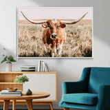 54986862-MGV-CV-36X24-Majestic Longhorn Wall Art – Canvas Print of Graceful Strength & Bold Spirit, Wild Plains Beauty Nature Inspired Rustic Decor for