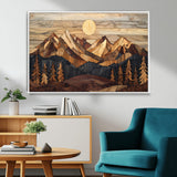 39116082-MGV-CV-36X24-Wood Mountain Landscape Wall Art Canvas Print, Framed Sunset Hills Art Picture Print, Abstract Nature Perfect Boho Decor Artwork