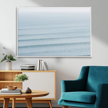 47814787-MGV-CV-36X24-Ocean Waves Wall Art Canvas Print, Framed Solo Surfer Art Picture Print, Wave Lines Perfect Minimalist Ocean Decor Artwork