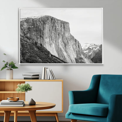 39393420-MGV-FC-36X24_White-El Capitan Wall Art Canvas Print, Framed Yosemite Cliff Art Picture Print, Monochrome Mountain Perfect Monochrome Sierra Decor