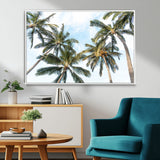 87247012-MGV-CV-36X24-Skyward Palm Trees Wall Art Canvas Print, Framed Tropical Sky Art Picture Print, Coconut Palm Perfect Tropical Skyview Decor