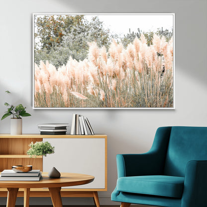 21826392-MGV-CV-36X24-Pampas Grass Wall Art Canvas Print, Framed Soft Pampas Art Picture Print, Pastel Grasses Perfect Soft Neutral Boho Decor Artwork