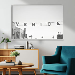 68254589-MGV-CV-36X24-Venice Sign Wall Art Canvas Print, Framed Venice Letters Art Picture Print, Los Angeles Perfect Minimalist Urban Decor Artwork