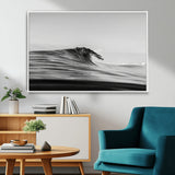 24029476-MGV-CV-36X24-Black Wave Wall Art Canvas Print, Framed Abstract Surf Art Picture Print, Minimalist Ocean Perfect Minimalist Coastal Decor