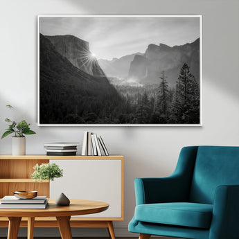 39278955-MGV-FC-36X24_White-Yosemite Valley Wall Art Canvas Print, Framed El Capitan Art Picture Print, Misty Mountain Perfect Modern Rustic Decor Artwork