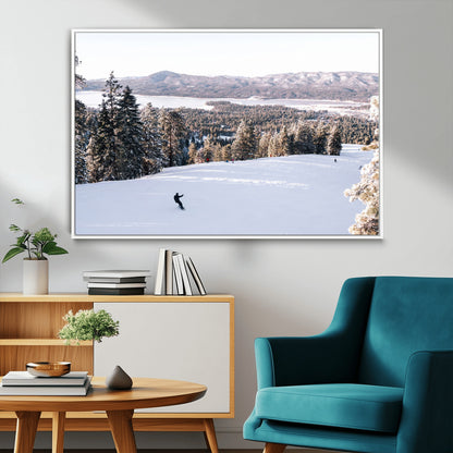 79857868-MGV-CV-36X24-Snowy Mountain Wall Art Canvas Print, Framed Ski Slope Art Picture Print, Winter Forest Perfect Modern Rustic Decor Artwork