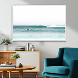 56345117-MGV-CV-36X24-Minimalist Surfing Wall Art Canvas Print, Framed Ocean Waves Art Picture Print, Soft Ocean Perfect Minimalist Coastal Decor