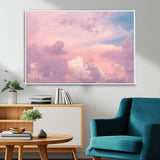 22874890-MGV-CV-36X24-Pastel Sky Wall Art Canvas Print, Framed Dreamy Cloudscape Art Picture Print, Sunset Glow Perfect Minimalist Serenity Decor