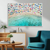 76172085-MGV-CV-36X24-Tropical Shoreline Wall Art Canvas Print, Framed Beach Relaxing Art Picture Print, Aerial Summer Perfect Coastal Vibrant Decor