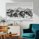 32399691-MGV-FC-36X24_White-Snowy Mountain Wall Art Canvas Print, Framed Mountain Peaks Art Picture Print, Alpine Mountains Perfect Minimalist Alpine Decor