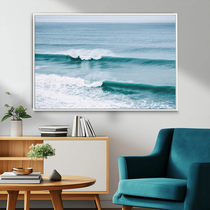 73692470-MGV-CV-36X24-Ocean Swell Wall Art Canvas Print, Framed Surf Waves Art Picture Print, Blue Water Perfect Coastal Dynamic Decor Artwork