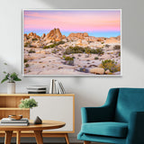 96167137-MGV-FC-36X24_White-Vibrant Sunset Sky Wall Art Canvas Print, Framed Joshua Tree Art Picture Print, Rugged Terrain Perfect Southwestern Boho Decor
