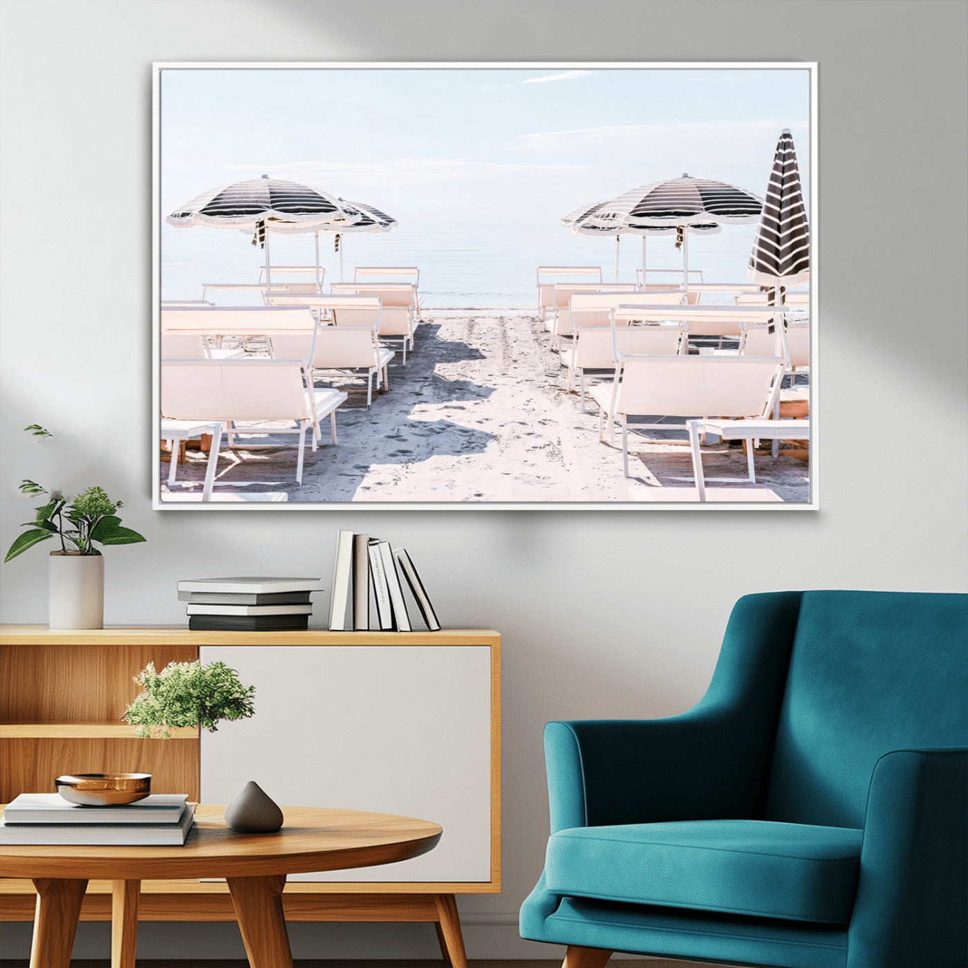 67623952-MGV-CV-36X24-Minimalist Beach Wall Art Canvas Print, Framed Pastel Sand Art Picture Print, Beach Aesthetic Perfect Coastal Minimalist Decor