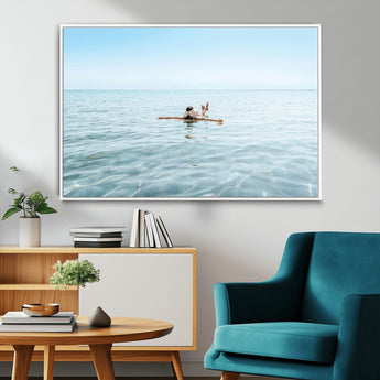 32624554-MGV-CV-36X24-Swimming Relaxation Wall Art Canvas Print, Framed Peaceful Water Art Picture Print, Clear Sea Perfect Minimalist Aquatic Decor